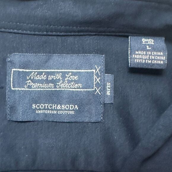 Scotch & Soda Slim Fit Stretch Cotton Shirt in Dark Navy Blue Sz M 20 x 32" - Picture 5 of 12